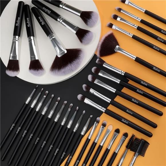 Makeup Brush Set, 32 Pieces Professional Makeup Brushes Wooden Handle Cosmetics - Picture 6 of 7